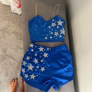 Taylor swift eras tour midnights blue satin set